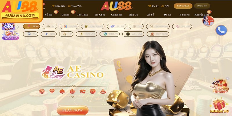 Casino Au88 - Điểm Đến Lý Tưởng Cho Game Thủ Cừ Khôi 2 Giới thiệu sảnh Casino Au88 với livestream dealer thật và bàn cược đa dạng thể loại
